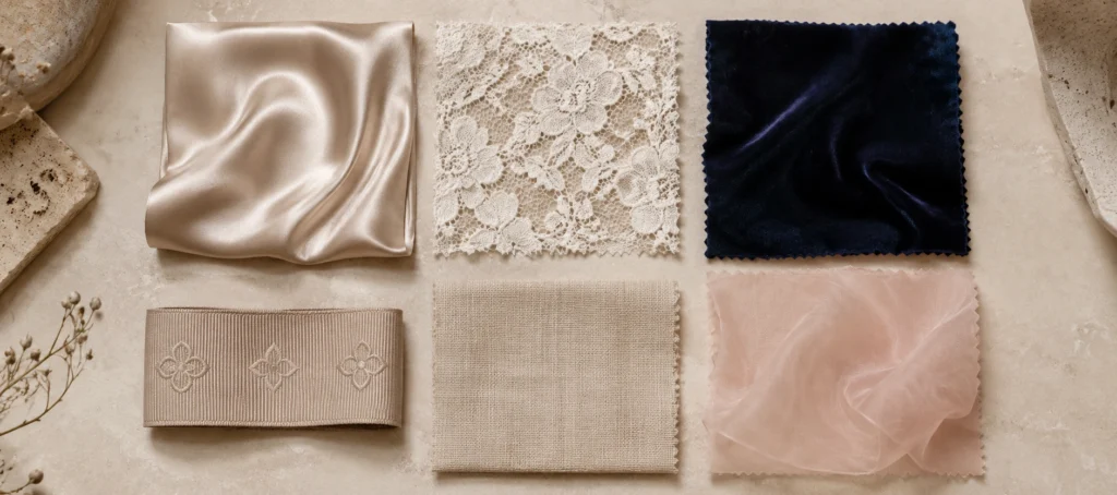 2026 fragrance packaging material swatch flatlay