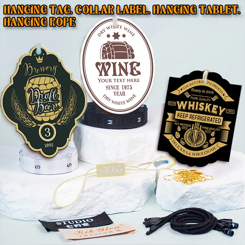 liquor bottle hangtag collar label with hanging rope