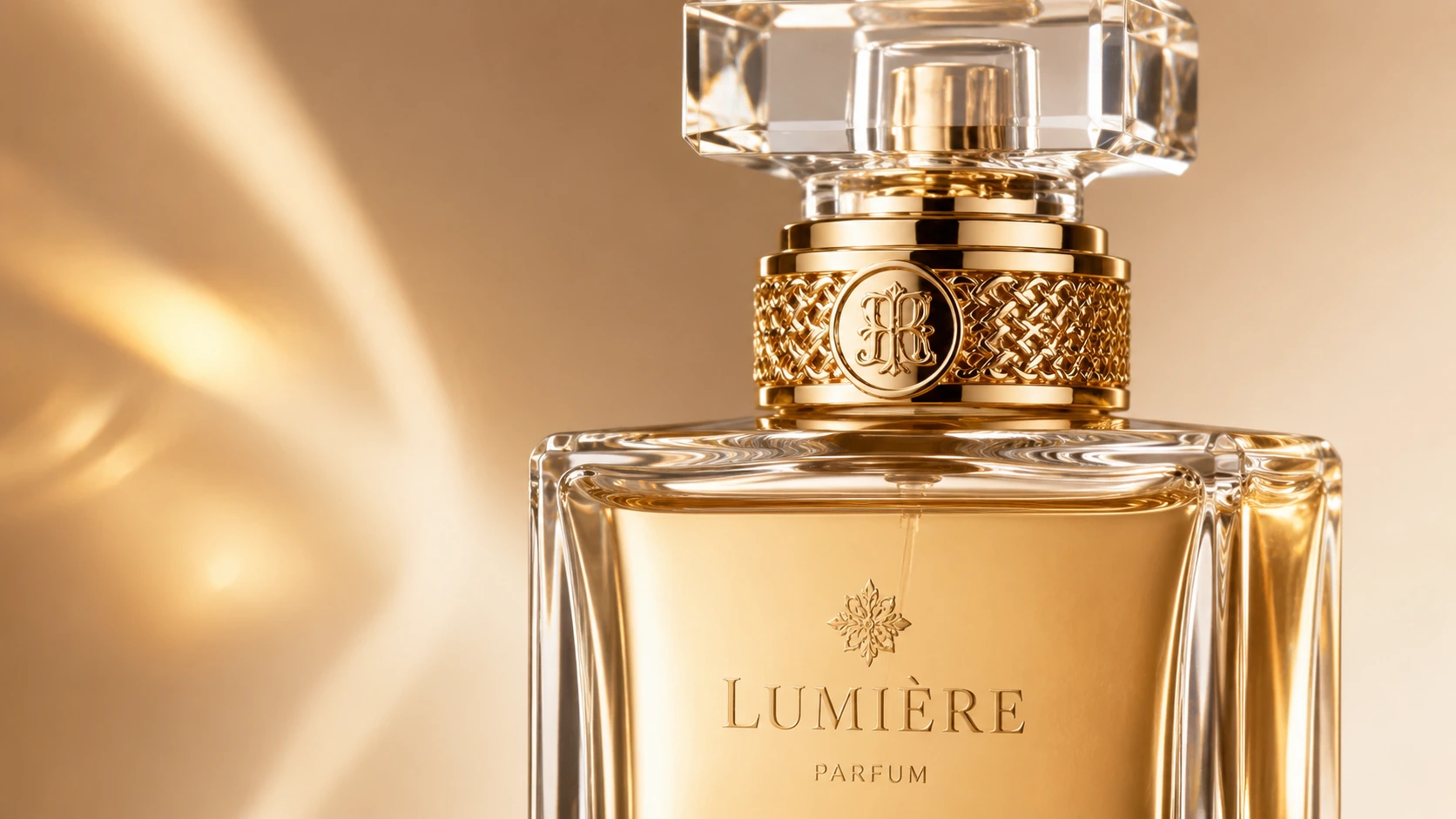luxury perfume bottle gold metal collar banner