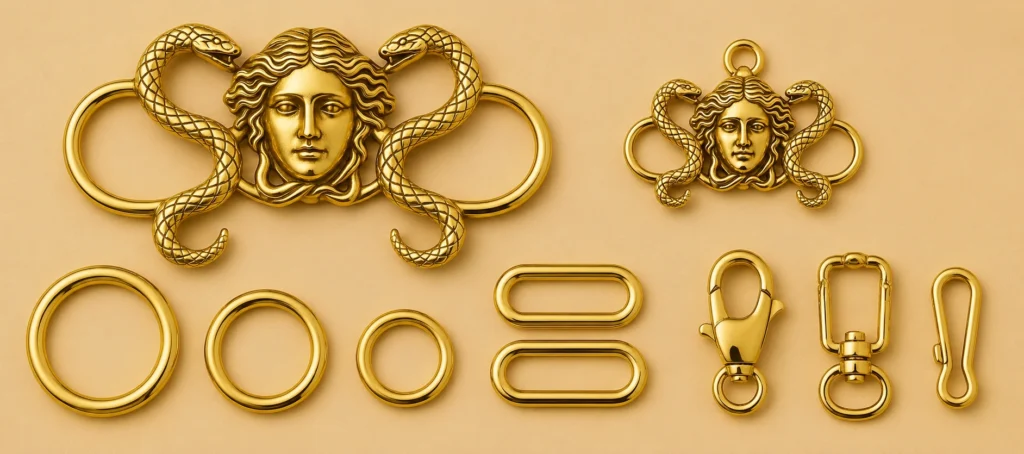 medusa gold swimwear hardware ring buckle set seo