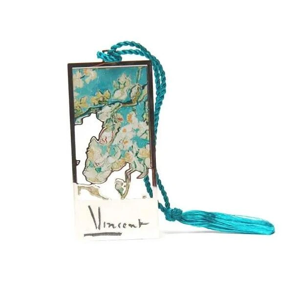 art print metal bookmark blue tassel square