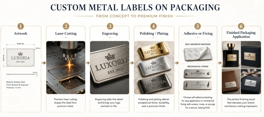 custom metal label production process infographic