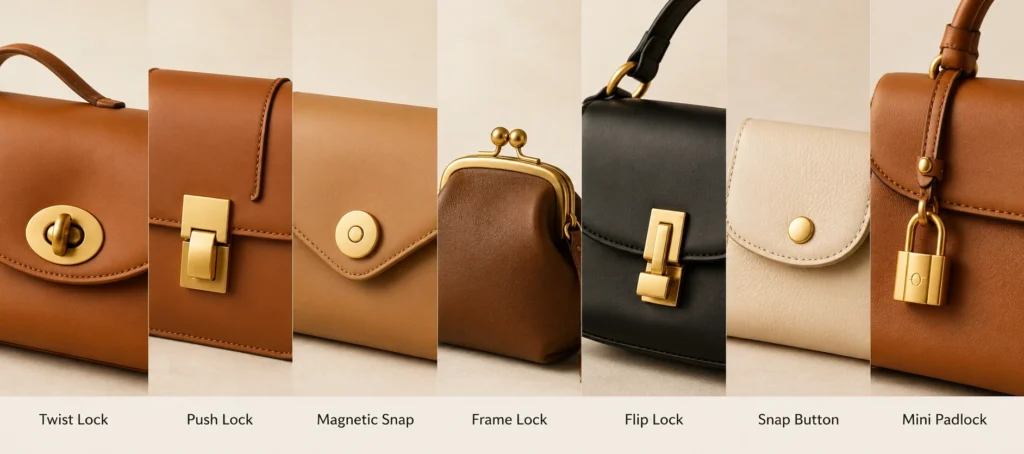 handbag lock comparison twist push magnetic frame flip snap padlock