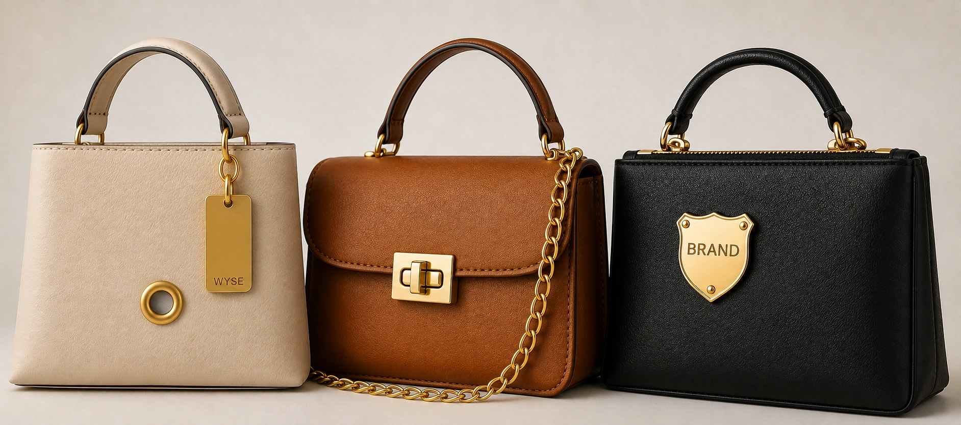 luxury handbag gold chain metal tag hardware set