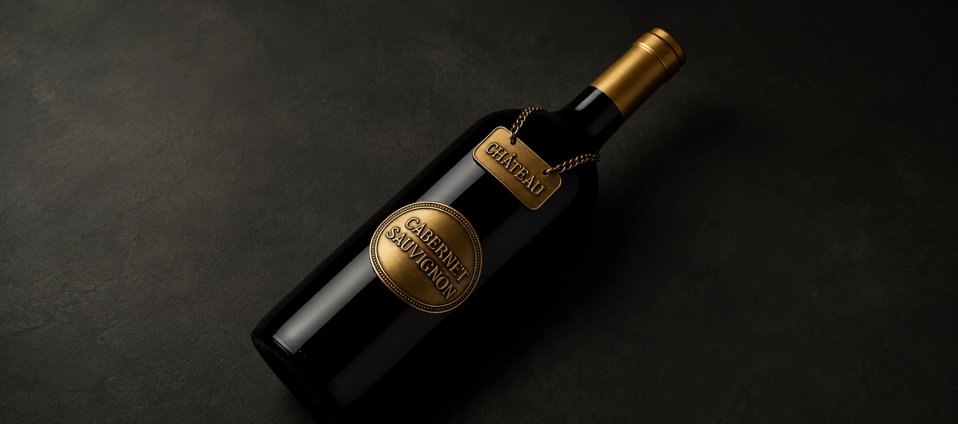 luxury wine bottle gold metal label chain tag