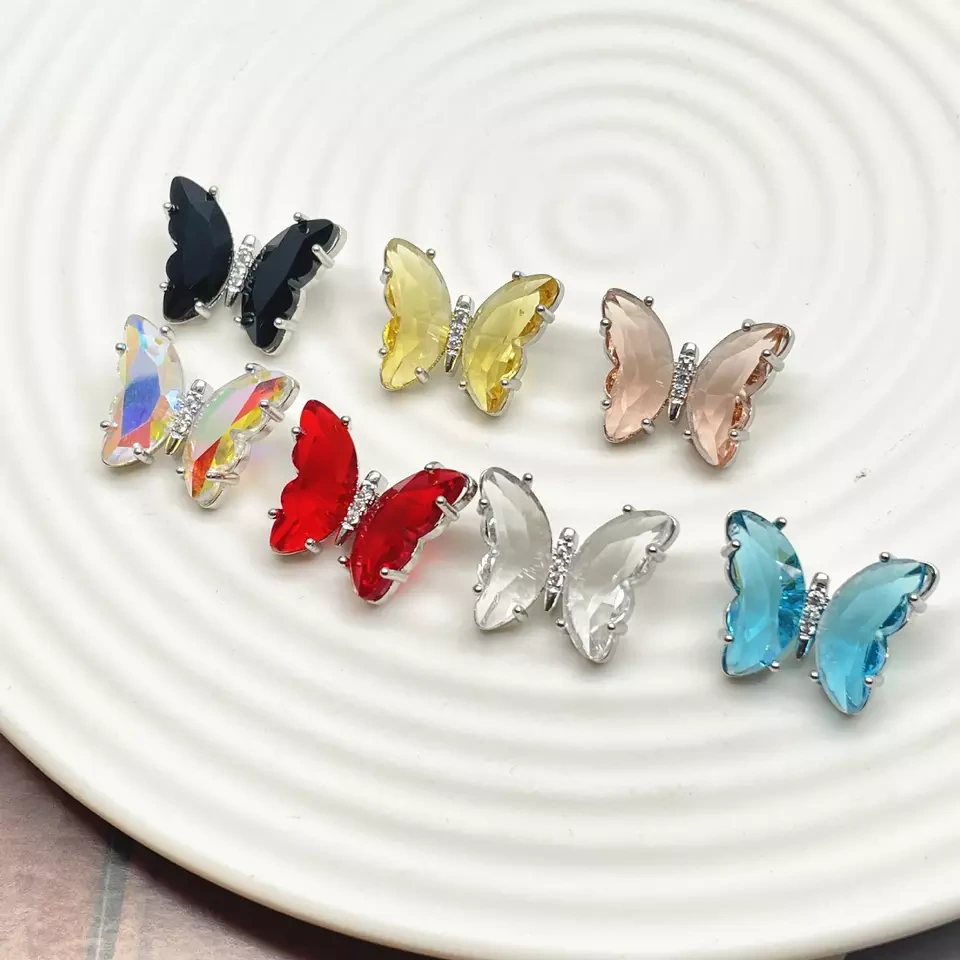 multicolor butterfly shaped diamond clasp set