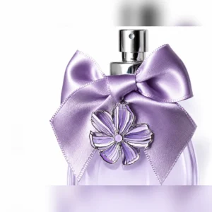 purple satin bow perfume bottle light purple flower metal label