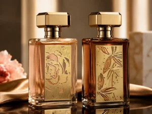 perfume bottles gold metal decorative labels