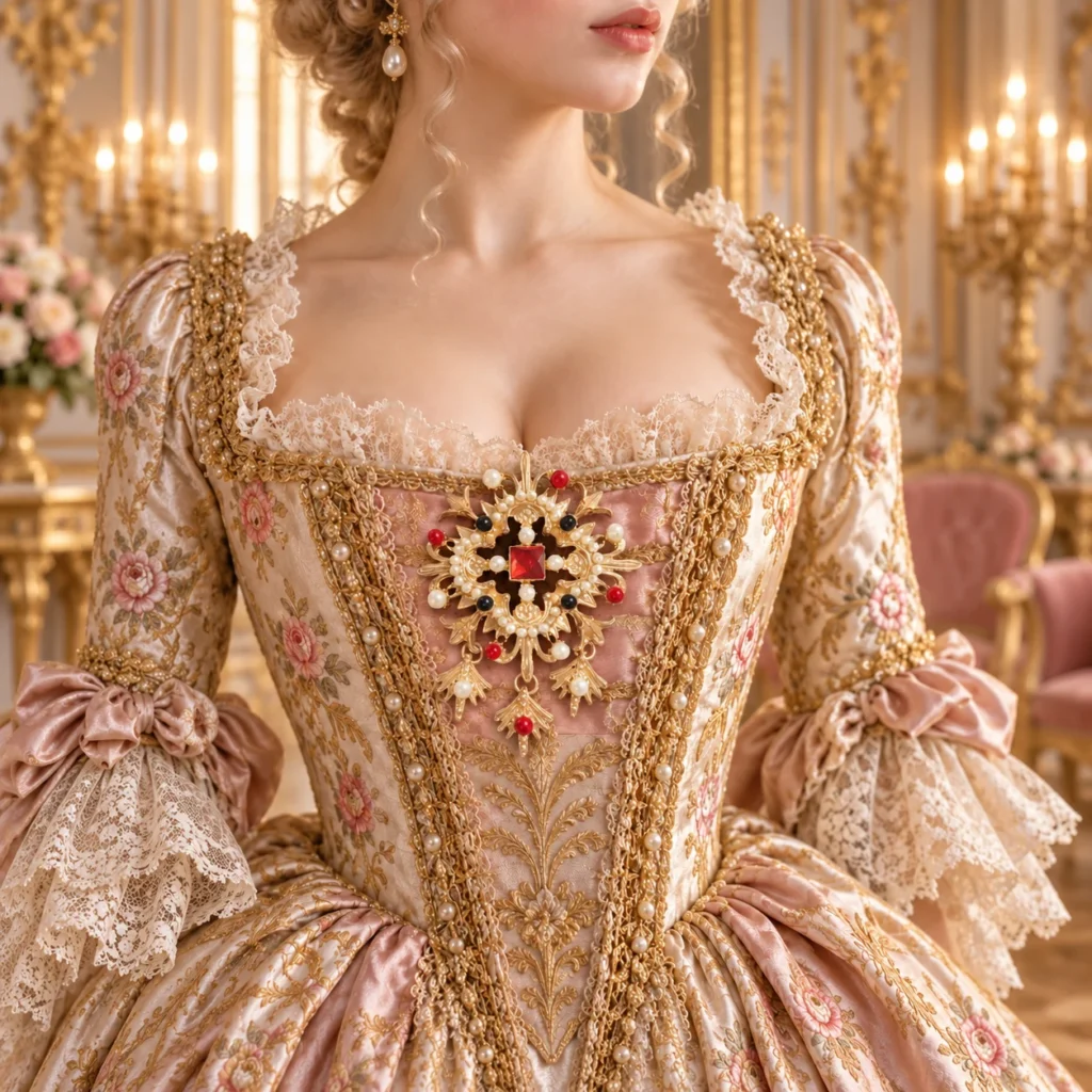 baroque pearl ruby brooch rococo court dress
