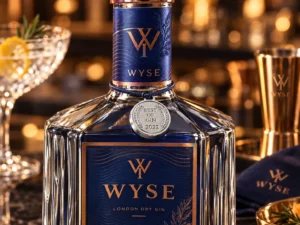custom zinc alloy gin bottle medallion close up