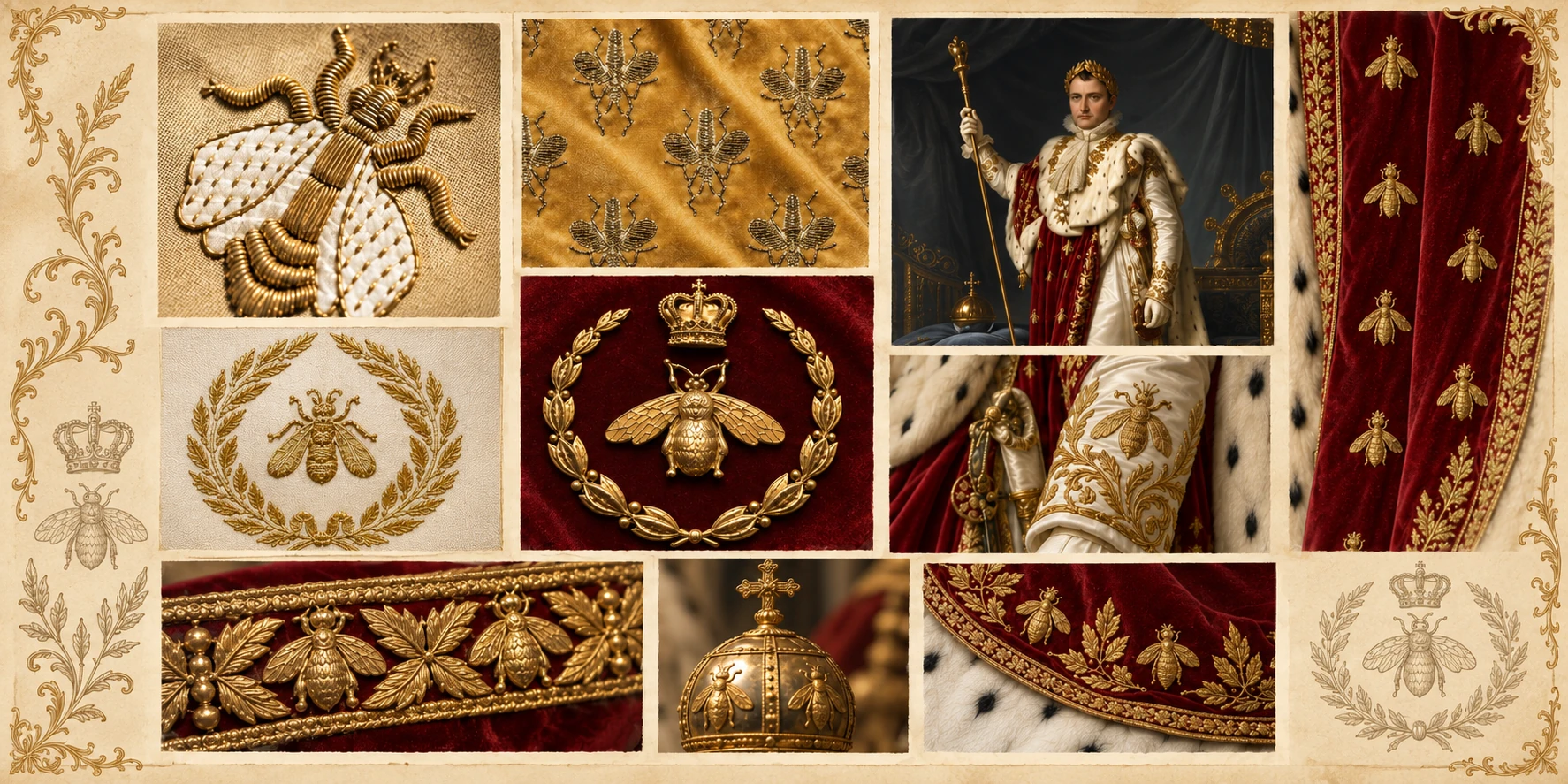 napoleonic empire bee motif historical reference collage