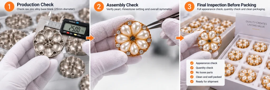 pearl rhinestone flower ornament quality control