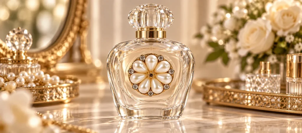 pearl rhinestone flower perfume bottle decoration