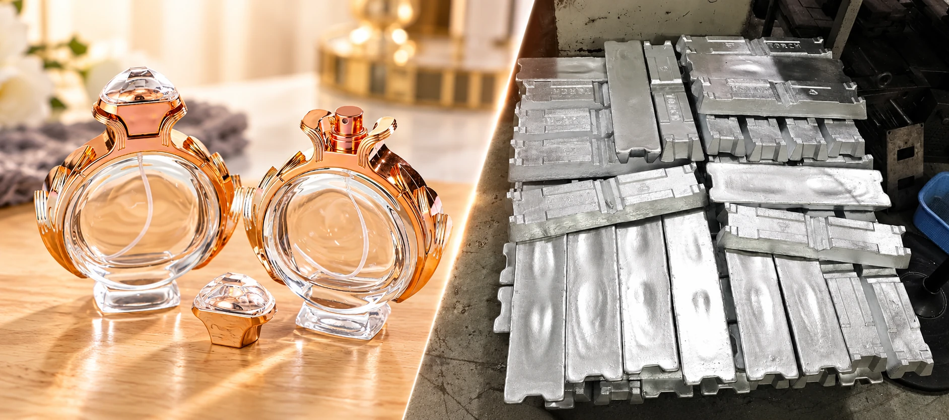 zinc alloy raw material to finished perfume bottle