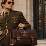 mens military style briefcase eagle boy badge