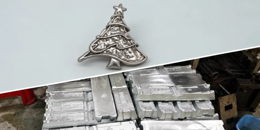 zamak 3 zinc alloy ingots christmas tree brooch blank
