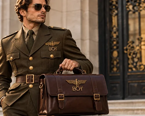 mens military style briefcase eagle boy badge